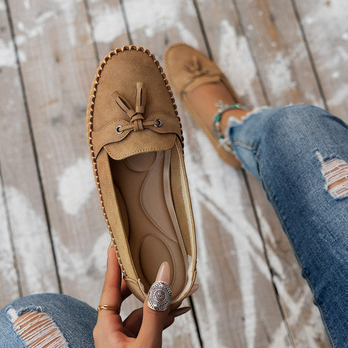 🔥Last Day 50% OFF🔥 Solid Color Flat Shoes, Lightweight, Anti-Slip, Breathable, Orthopedic, Casual, Plain Toe For Women